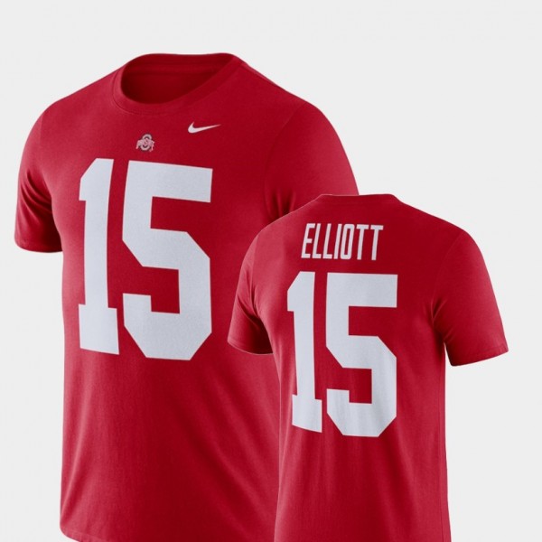 Ohio State Buckeyes Ezekiel Elliott Men's #15 Scarlet Performance College Football T-Shirt 2404DHDV8